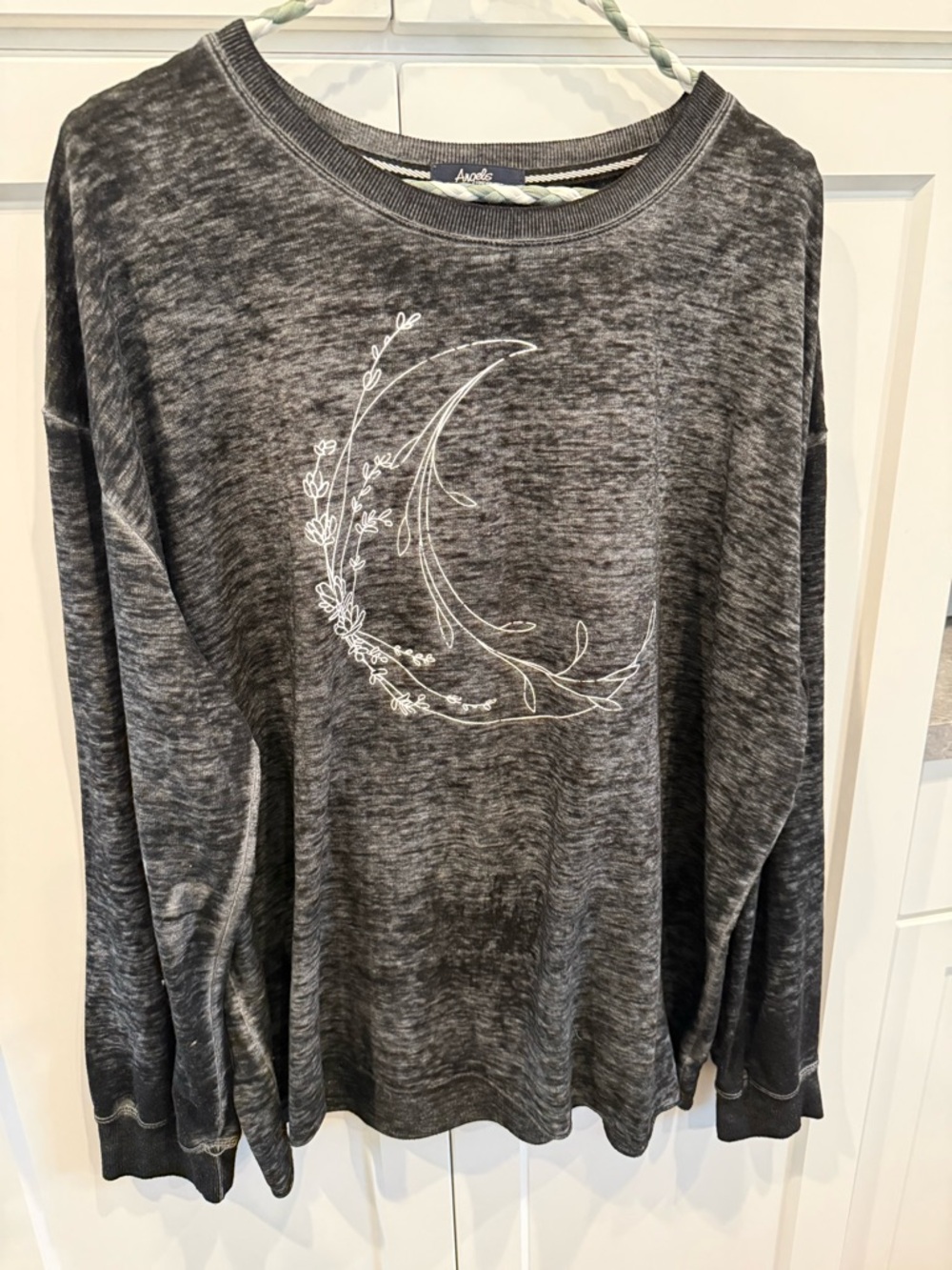 Angels Black Pullover with White Logo Embroidery